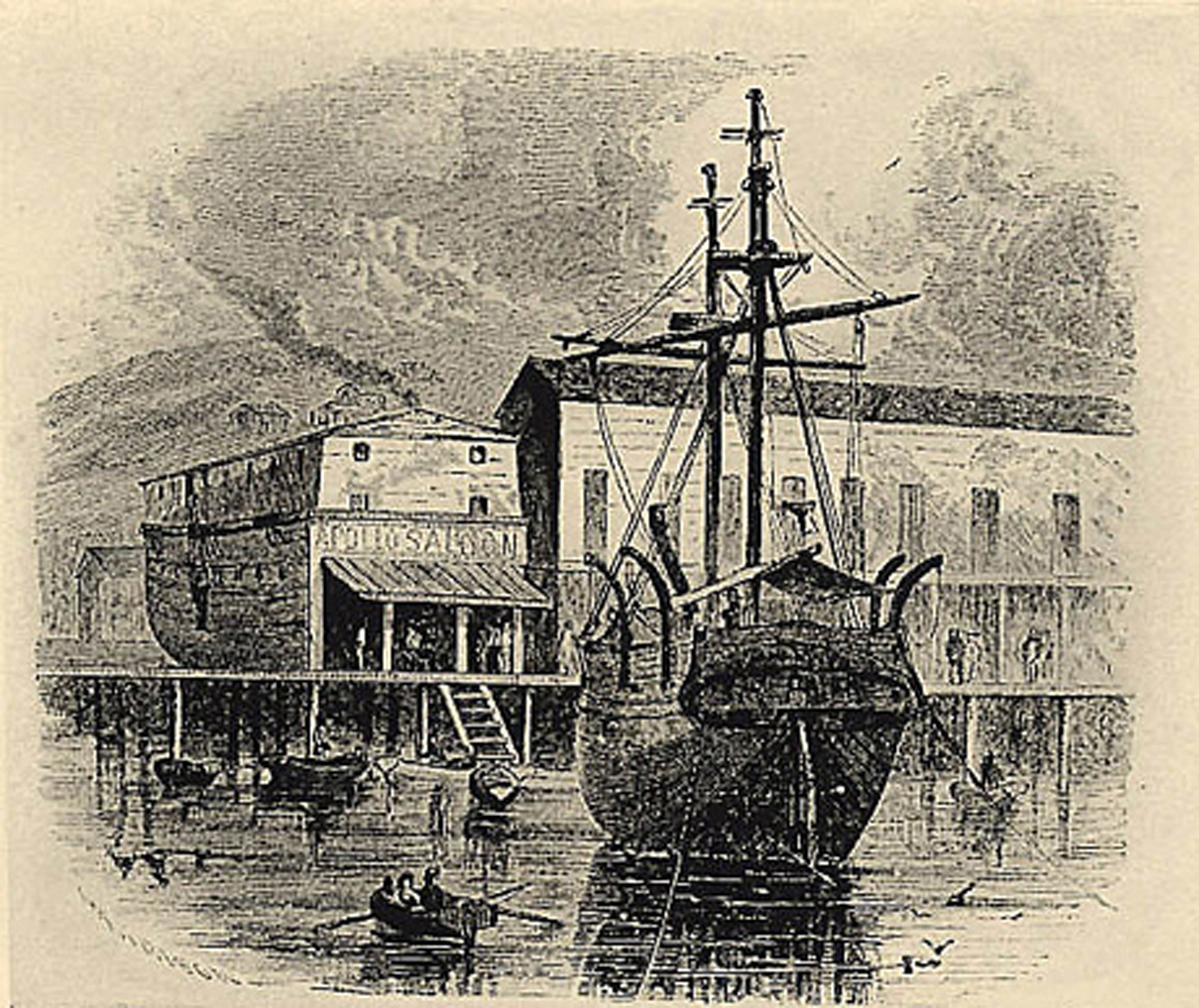 Золотой пароход. Сан Франциско 1850. Пароход Калькутта Сан Франциско. Судно Аполло.